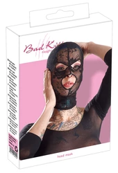 Bad Kitty - Czarna Maska Z Otworem Na Oczy I Usta Koronkowa