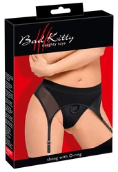 Bad Kitty - Czarne Stringi Z Pasem Do Pończoch 2XL
