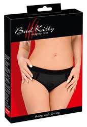 Bad Kitty - Gładkie Czarne  Strap-On Z Pierścieniem Na Dildo S