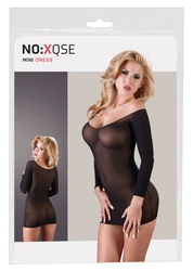 NO:XQSE - Seksowna Obcisła Prześwitująca Sukienka Czarna S-L
