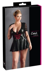 Cottelli CURVES - Czarna Mini Sukienka Z Czerwonym Sznurowaniem XL