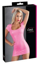 Cottelli PARTY - Seksowna Różowa Mini Sukienka Z Okrągłym Dekoltem S