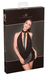 Noir - Seksowna Mini Sukienka Z Matowym Dołem Bez Pleców Czarna S