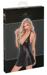 Noir - Seksowna Krótka Matowa Sukienka Rozpinana Czarna XL