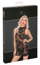 Noir - Seksowna Krótka Sukienka Prześwitująca W Kwiatowy Wzór XL