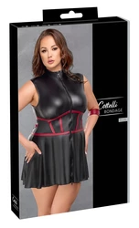 Cottelli Bondage - Czarna Matowa Sukienka Z Czerwonymi Wstawkami I Mankietami XL
