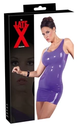 LATE X - Seksowna Obcisła Lateksowa Sukienka Mini Fioletowa XL