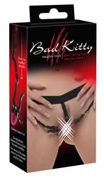 Bad Kitty - Czarne Stringi Z Zaciskami Na Wargi Sromowe