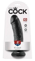 King Cock - Realistyczne Dildo Z Żyłkami I Przyssawką 20 CM Czarny Kolor Skóry