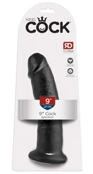 King Cock - Realistyczne Zakrzywione Dildo Z Przyssawką 23 CM Czarny