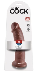 King Cock - Realistyczne Zakrzywione Dildo Z Przyssawką 23 CM Brązowy Kolor Skóry