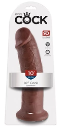 King Cock - Realistyczne Zakrzywione Dildo Z Przyssawką 25 CM Brązowy Kolor Skóry