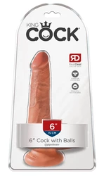 King Cock - Realistyczne Naturalne Dildo Z Przyssawką 15 CM Ciemny Kolor Skóry