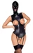 Bad Kitty - Seksowne Skórzane Body Bez Biustu Z Maską XL